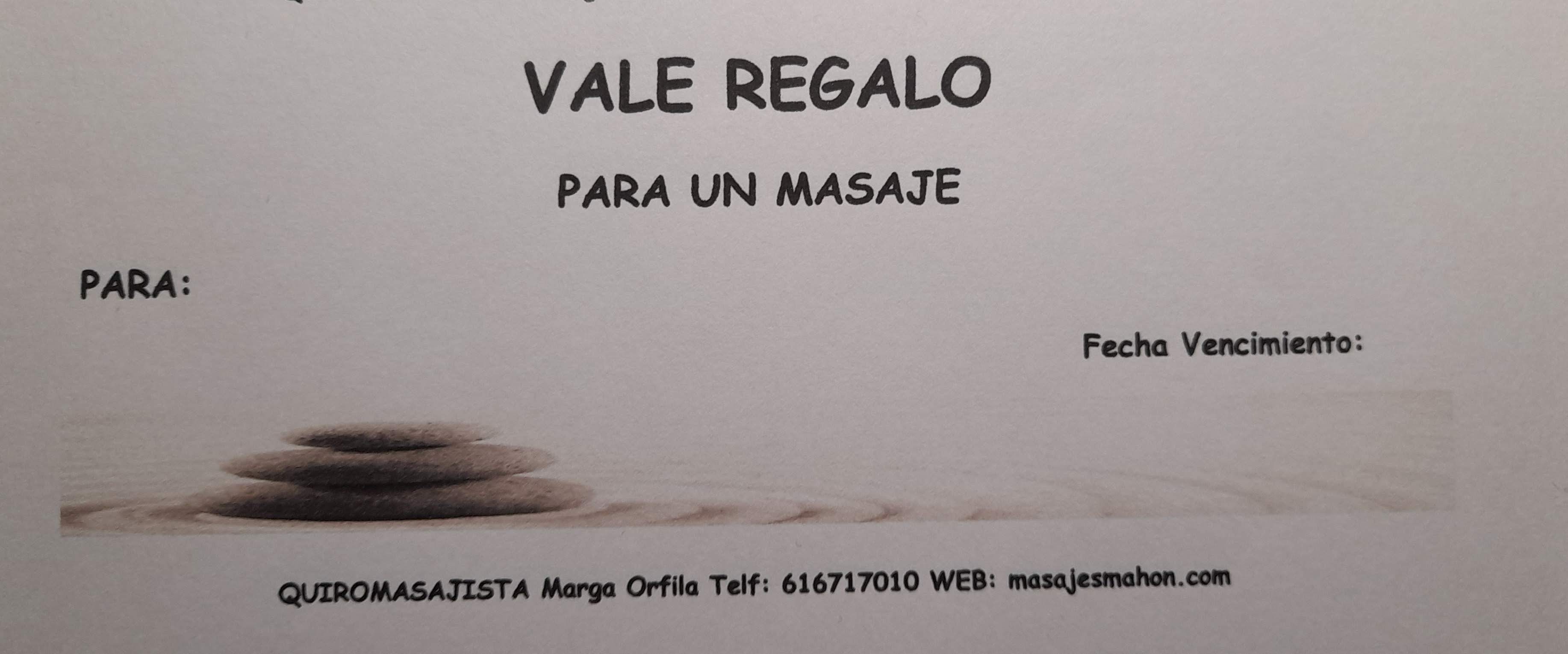 Vale Para Un Masaje CHEQUES REGALO – Quiromasajista Marga Orfila